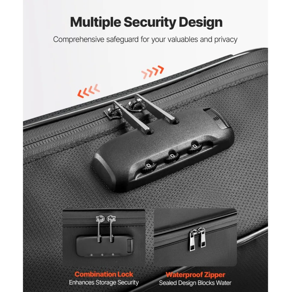 VEVOR Fireproof Document Box, 1832 ℉ Heat Insulated Fireproof & Waterproof Box with Lock, Portable Multi-Layer Home Office Travel File Storage Organizer, for Passports, Important Documents, Files