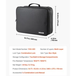 VEVOR Fireproof Document Box, 1832 ℉ Heat Insulated Fireproof & Waterproof Box with Lock, Portable Multi-Layer Home Office Travel File Storage Organizer, for Passports, Important Documents, Files