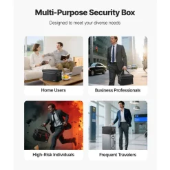 VEVOR Fireproof Document Box, 1832 ℉ Heat Insulated Fireproof & Waterproof Box, Space-Saving and Foldable Design, Portable Home Office Travel File Organizer, for Passports, Important Documents, Files