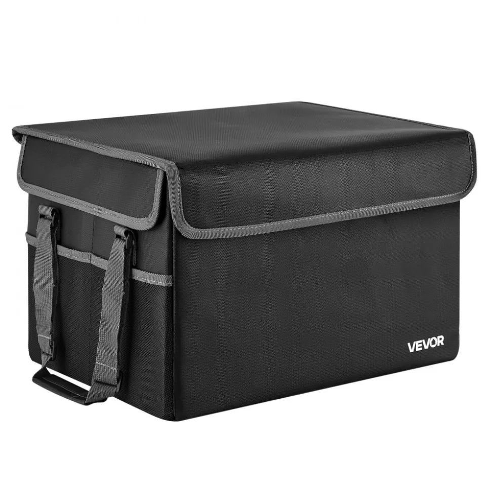 VEVOR Fireproof Document Box, 1832 ℉ Heat Insulated Fireproof & Waterproof Box, Space-Saving and Foldable Design, Portable Home Office Travel File Organizer, for Passports, Important Documents, Files