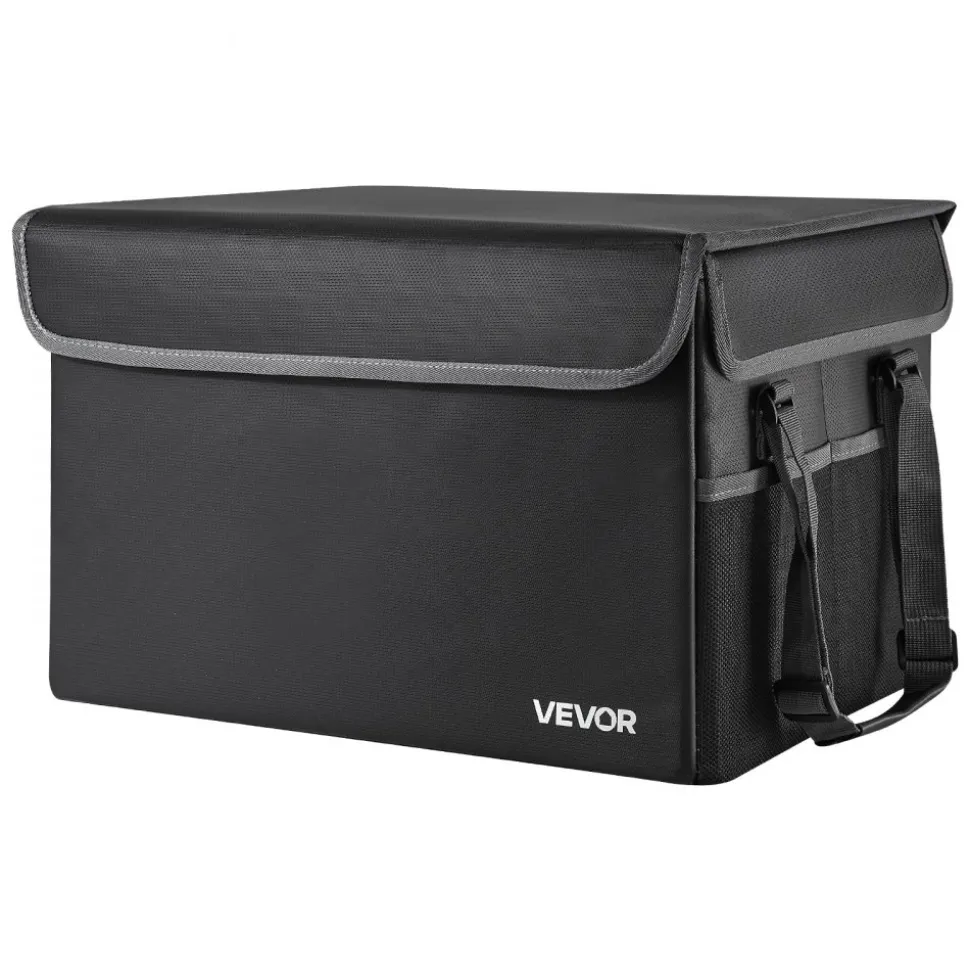 VEVOR Fireproof Document Box, 1832 ℉ Heat Insulated Fireproof & Waterproof Box, Space-Saving and Foldable Design, Portable Home Office Travel File Organizer, for Passports, Important Documents, Files