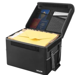 VEVOR Fireproof Document Box, 1832 ℉ Heat Insulated Fireproof & Waterproof Box, Space-Saving and Foldable Design, Portable Home Office Travel File Organizer, for Passports, Important Documents, Files