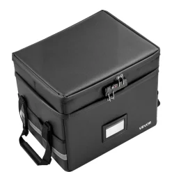 VEVOR Fireproof Document Box, 1832 ℉ Heat Insulated Fireproof & Waterproof Box with Lock, Portable Two-Layer File Storage Organizer Home Office Travel Use, for Passports, Important Documents, Files