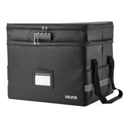 VEVOR Fireproof Document Box, 1832 ℉ Heat Insulated Fireproof & Waterproof Box with Lock, Portable Two-Layer File Storage Organizer Home Office Travel Use, for Passports, Important Documents, Files