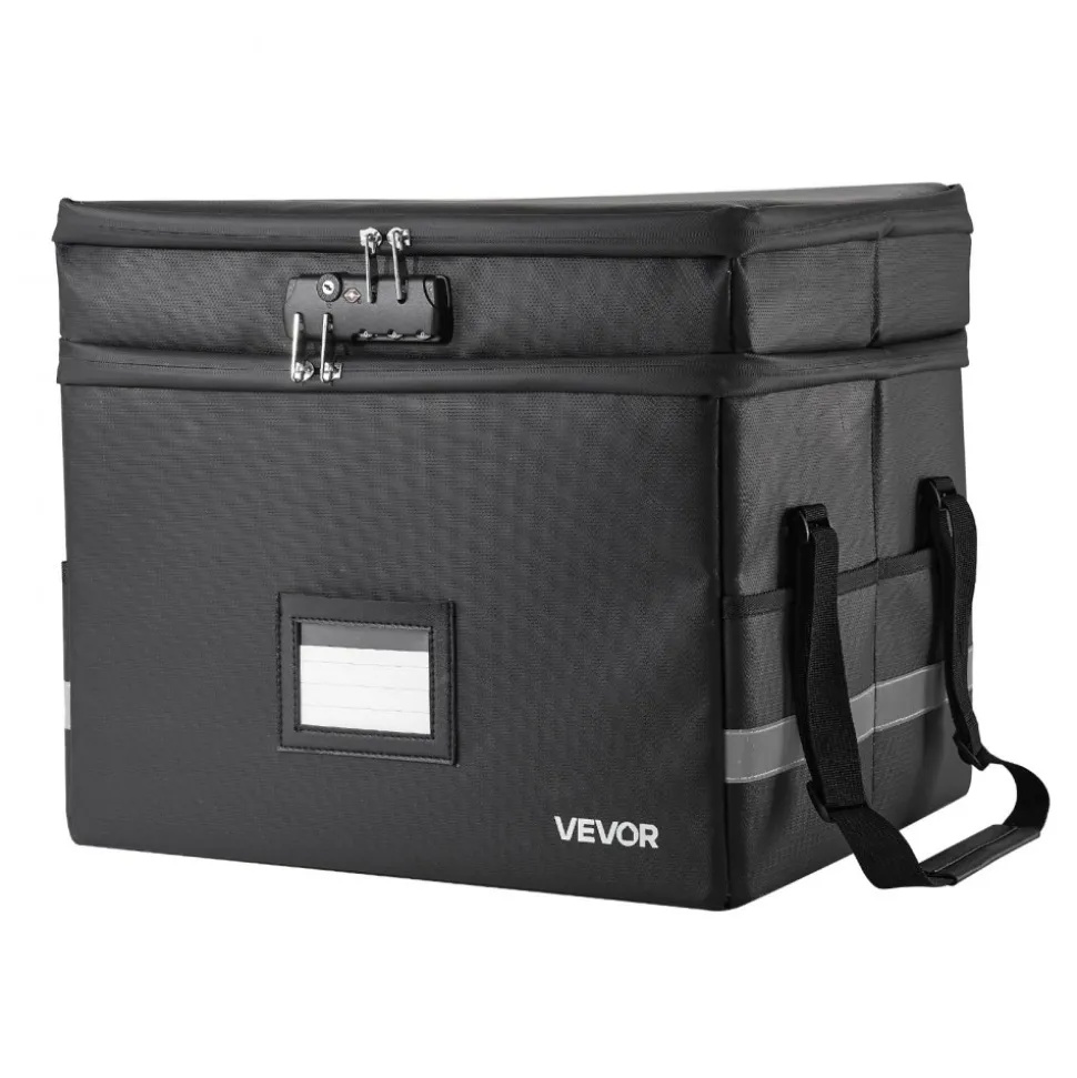 VEVOR Fireproof Document Box, 1832 ℉ Heat Insulated Fireproof & Waterproof Box with Lock, Portable Two-Layer File Storage Organizer Home Office Travel Use, for Passports, Important Documents, Files
