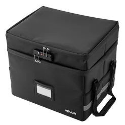 VEVOR Fireproof Document Box, 1832 ℉ Heat Insulated Fireproof & Waterproof Box with Lock, Portable Two-Layer File Storage Organizer Home Office Travel Use, for Passports, Important Documents, Files