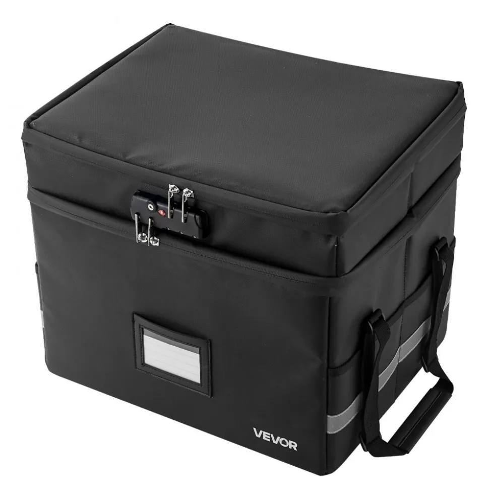 VEVOR Fireproof Document Box, 1832 ℉ Heat Insulated Fireproof & Waterproof Box with Lock, Portable Two-Layer File Storage Organizer Home Office Travel Use, for Passports, Important Documents, Files