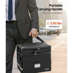 VEVOR Fireproof Document Box, 1832 ℉ Heat Insulated Fireproof & Waterproof Box with Lock, Portable Two-Layer File Storage Organizer Home Office Travel Use, for Passports, Important Documents, Files