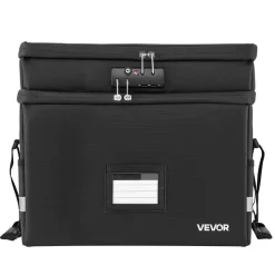 VEVOR Fireproof Document Box, 1832 ℉ Heat Insulated Fireproof & Waterproof Box with Lock, Portable Two-Layer File Storage Organizer Home Office Travel Use, for Passports, Important Documents, Files