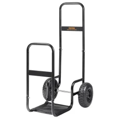 VEVOR Firewood Log Cart, 250 lbs Load Capacity, Outdoor and Indoor Wood Rack Storage Mover with Pneumatic Rubber Wheels, Heavy Duty Steel Dolly Hauler, Firewood Carrier for Fireplace, Fire Pit, Black