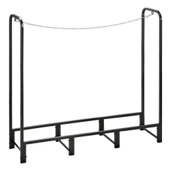 VEVOR Firewood Rack 4ft 1/4 Cord Heavy Duty Outdoor Wood Storage Holder, for Fireplace Patio Deck, 550 lbs Load Capacity, Carbon Steel Frame Fire Log Stacker Stand, Metal Wood Pile Organizer, Black