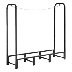 VEVOR Firewood Rack 4ft 1/4 Cord Heavy Duty Outdoor Wood Storage Holder, for Fireplace Patio Deck, 550 lbs Load Capacity, Carbon Steel Frame Fire Log Stacker Stand, Metal Wood Pile Organizer, Black