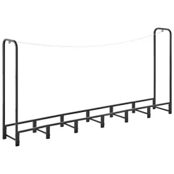 VEVOR Firewood Rack 8ft 1/2 Cord Heavy Duty Outdoor Wood Storage Holder, for Fireplace Patio Deck, 1100 lbs Load Capacity, Carbon Steel Frame Fire Log Stacker Stand, Metal Wood Pile Organizer, Black