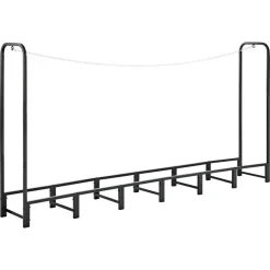 VEVOR Firewood Rack 8ft 1/2 Cord Heavy Duty Outdoor Wood Storage Holder, for Fireplace Patio Deck, 1100 lbs Load Capacity, Carbon Steel Frame Fire Log Stacker Stand, Metal Wood Pile Organizer, Black