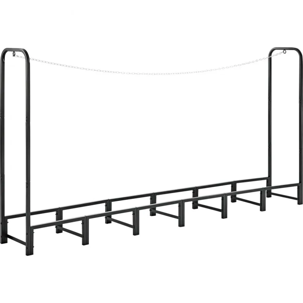 VEVOR Firewood Rack 8ft 1/2 Cord Heavy Duty Outdoor Wood Storage Holder, for Fireplace Patio Deck, 1100 lbs Load Capacity, Carbon Steel Frame Fire Log Stacker Stand, Metal Wood Pile Organizer, Black