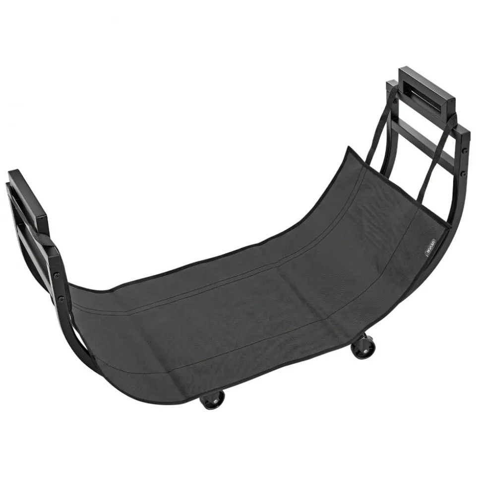 VEVOR Firewood Rack 31.69 Inch Heavy Duty Indoor Fire Wood Storage Holder, for Fireplace Patio Deck, 180 lbs Load Capacity, 4 Locking Swivel Casters, Log Stacker Stand Metal Wood Pile Organizer, Black