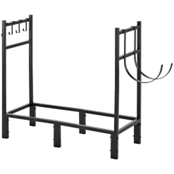 VEVOR Firewood Rack 15.75 Inch Heavy Duty Indoor Fire Wood Storage Holder, for Fireplace Patio Deck, 550 lbs Load Capacity, 2-Tier Storage Space, Log Stacker Stand Metal Wood Pile Organizer, Black