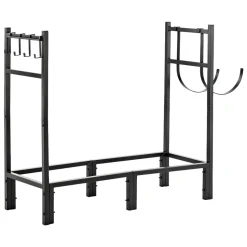 VEVOR Firewood Rack 15.75 Inch Heavy Duty Indoor Fire Wood Storage Holder, for Fireplace Patio Deck, 550 lbs Load Capacity, 2-Tier Storage Space, Log Stacker Stand Metal Wood Pile Organizer, Black