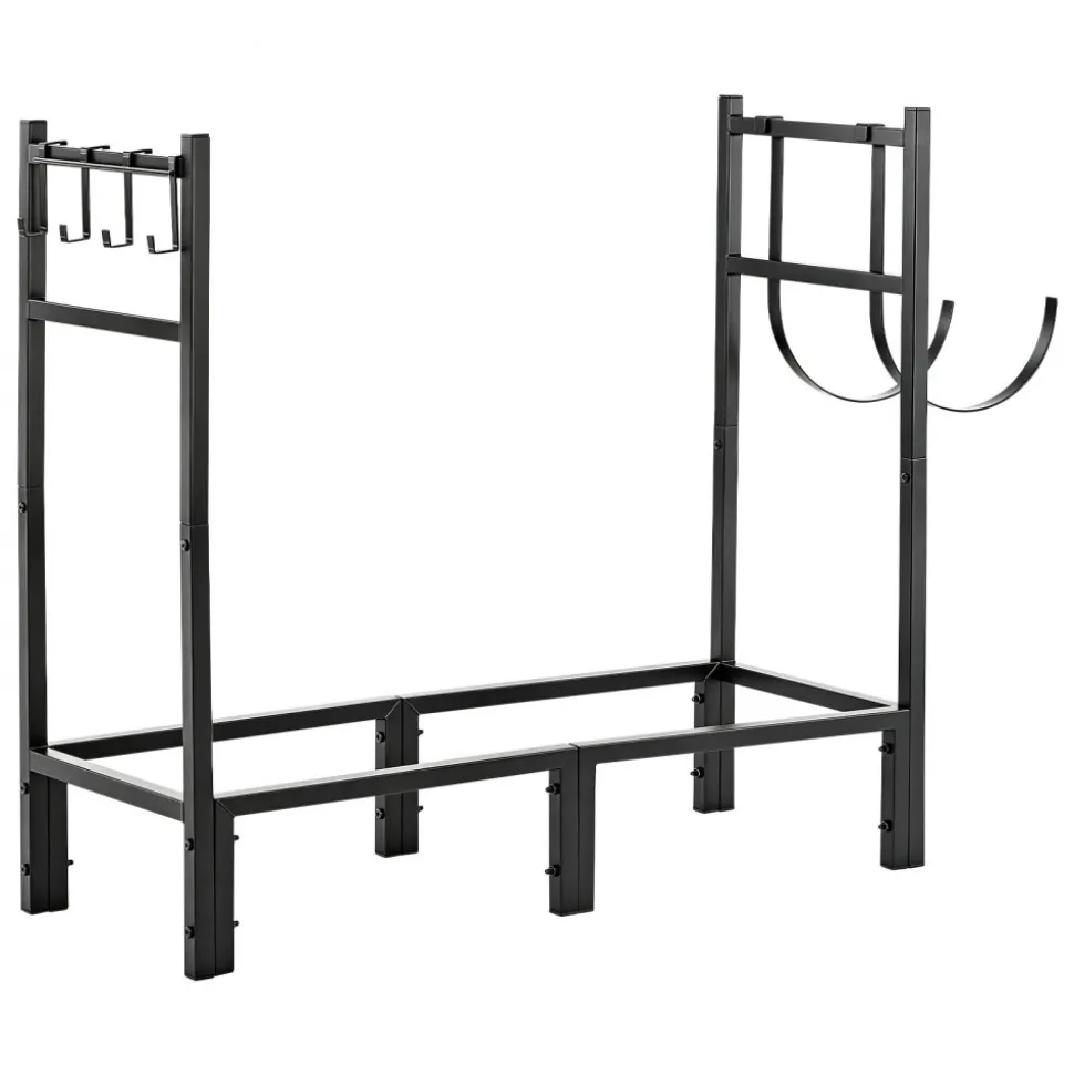 VEVOR Firewood Rack 15.75 Inch Heavy Duty Indoor Fire Wood Storage Holder, for Fireplace Patio Deck, 550 lbs Load Capacity, 2-Tier Storage Space, Log Stacker Stand Metal Wood Pile Organizer, Black
