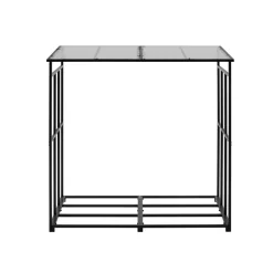 VEVOR Firewood Rack with Sloped Roof, 4 ft Outdoor Firewood Holder, 1/4 Cord Log Storage Shed, 660lb Max Weight Capacity, Powder-Coated Metal Wood Storage Rack for Fireplace Deck Backyard Garden