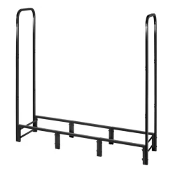 VEVOR Firewood Rack with Waterproof Cover, 4 ft Outdoor Firewood Holder, 1/4 Cord Storage Metal Log Holder, 400lb Max Weight Capacity, Full Covered, Powder-Coated Wood Storage Rack for Fireplace Deck