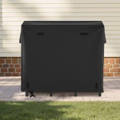 VEVOR Firewood Rack with Waterproof Cover, 4 ft Outdoor Firewood Holder, 1/4 Cord Storage Metal Log Holder, 400lb Max Weight Capacity, Full Covered, Powder-Coated Wood Storage Rack for Fireplace Deck