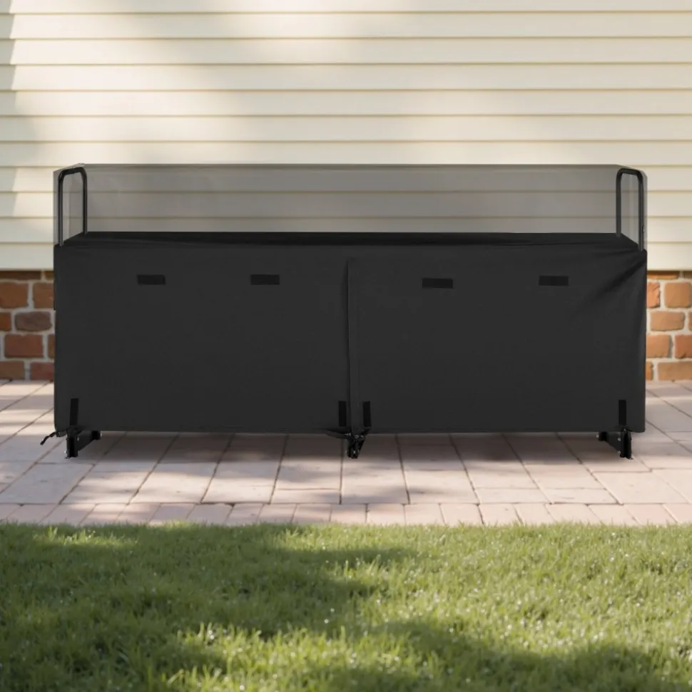 VEVOR Firewood Rack with Waterproof Cover, 8 ft Outdoor Firewood Holder, 1/2 Cord Storage Metal Log Holder, 660lb Max Weight Capacity, Top Covered, Powder-Coated Wood Storage Rack for Fireplace Deck