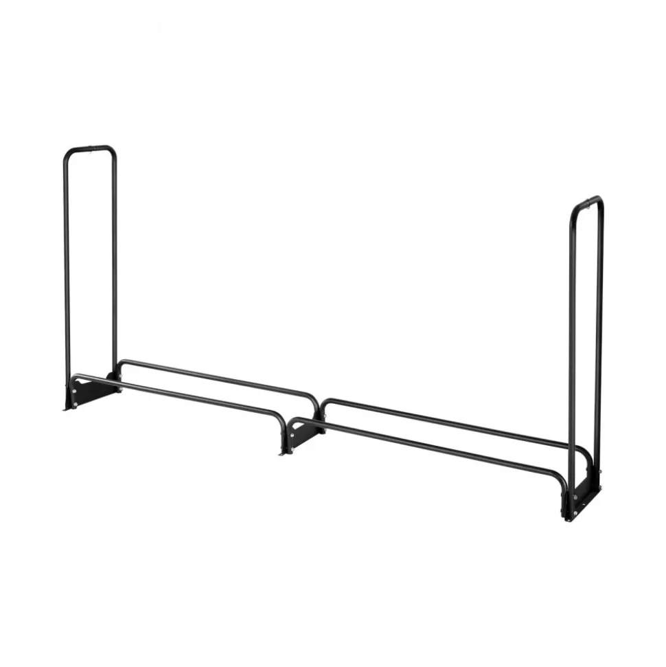VEVOR Firewood Rack with Waterproof Cover, 8 ft Outdoor Firewood Holder, 1/2 Cord Storage Metal Log Holder, 660lb Max Weight Capacity, Top Covered, Powder-Coated Wood Storage Rack for Fireplace Deck