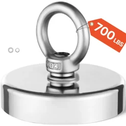 VEVOR Fishing Magnet, 700 LBS/318 Kg Pulling Force Super Strong Neodymium Fishing Magnet, Rare Earth Magnet with Handle Diameter 2.36 in/60 mm for Retrieving in River, Magnetic Fishing, Heavy Hanging
