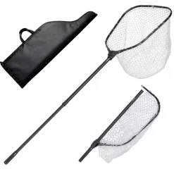 VEVOR Fishing Net, Foldable Landing Nets with Telescopic Handle, Portable Lightweight and Stronger 6063 Aluminum Fish Gear, Soft Silicone Fish-Friendly Mesh, for Kayak, Boat, Bank, Pond, Gifts for Men