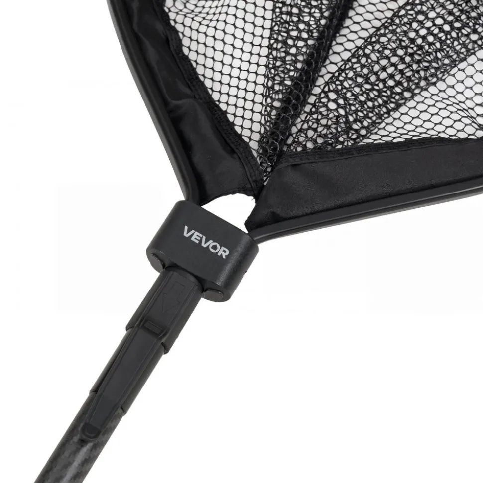 VEVOR Fishing Net, Foldable Landing Nets with Telescopic Handle, Portable Lightweight Carbon Fiber Long Fish Gear, Nylon Covered PVC, Durable and Fish-friendly, for Kayak Boat Bank Pond, Gifts for Men