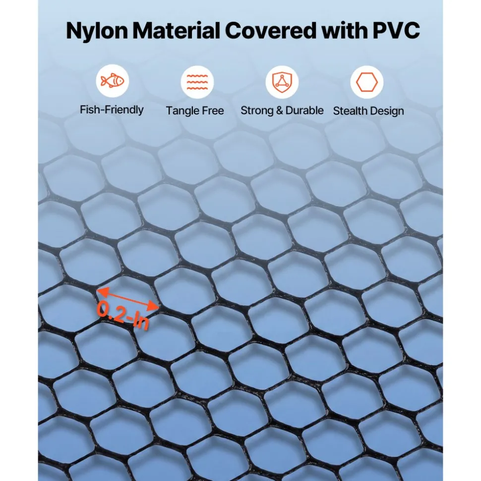 VEVOR Fishing Net, Foldable Landing Nets with Telescopic Handle, Portable Lightweight Carbon Fiber Long Fish Gear, Nylon Covered PVC, Durable and Fish-friendly, for Kayak Boat Bank Pond, Gifts for Men
