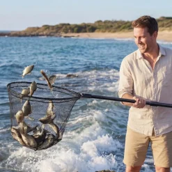 VEVOR Fishing Net, Landing Nets with Telescopic Handle, Portable Lightweight Stronger 6063 Aluminum Fish Gear, Nylon Covered PVC, Durable and Fish-friendly, 26 inch Net Opening for Saltwater Bait Fish