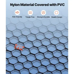 VEVOR Fishing Net, Landing Nets with Telescopic Handle, Portable Lightweight Stronger 6063 Aluminum Fish Gear, Nylon Covered PVC, Durable and Fish-friendly, 26 inch Net Opening for Saltwater Bait Fish