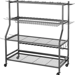 VEVOR Fishing Rod Holder for 15-Rods, Mobile Fishing Pole Rack Cart with Wheels, Fish Gear Equipment Organizer for Garage Home Indoor Use, for Tackle Box Reel Accessories Storage, Gifts for Men