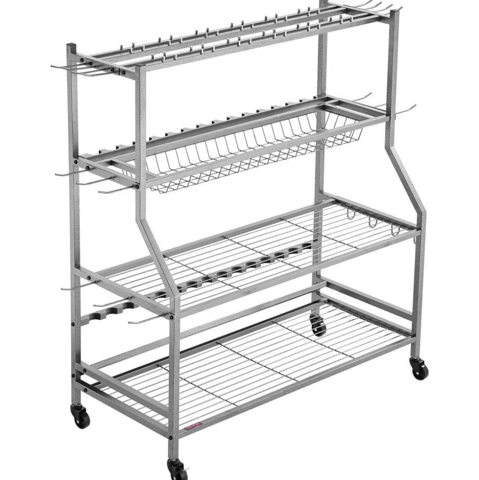 VEVOR Fishing Rod Holder for 15-Rods, Mobile Fishing Pole Rack Cart with Wheels, Fish Gear Equipment Organizer for Garage Home Indoor Use, for Tackle Box Reel Accessories Storage, Gifts for Men