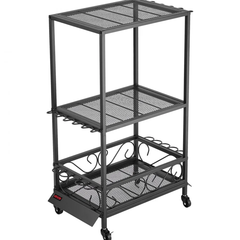 VEVOR Fishing Rod Holder for 10-Rods, Mobile Fishing Pole Rack Cart with Wheels, Fish Gear Equipment Organizer for Garage Home Indoor Use, for Tackle Box Reel Accessories Storage, Gifts for Men