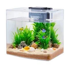 VEVOR Fish Tank Aquarium, 3.5 Gallon Arch Ultra-Clear GPPS Starter Smart Tank Adjustable 3 Color Lighting, Self Cleaning System Fishbowl for Freshwater & Saltwater Fish Home, Office, or Pet Use