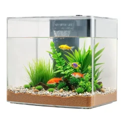 VEVOR Fish Tank Aquarium, 3.5 Gallon Arch Ultra-Clear GPPS Starter Smart Tank Adjustable 3 Color Lighting, Self Cleaning System Fishbowl for Freshwater & Saltwater Fish Home, Office, or Pet Use