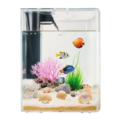 VEVOR Fish Tank Aquarium, 2 Gallon Arch Ultra-Clear GPPS Starter Smart Tank Adjustable 3 Color Lighting, Self Cleaning System Fishbowl for Freshwater & Saltwater Fish Home, Office, or Pet Use