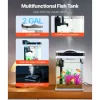 VEVOR Fish Tank Aquarium, 2 Gallon LED Square Ultra-Clear Glass Tank Temperature Monitoring Adjustable 7 Color Lighting, Self Cleaning System Fishbowl for Freshwater & Saltwater Fish Home,Office,Pet