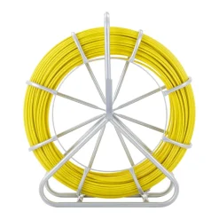 VEVOR Fish Tape Fiberglass, 425 ft, 1/4 inch, Duct Rodder Fishtape Wire Puller, Cable Running Rod with Steel Reel Stand, 3 Pulling Heads, Fishing Tools for Walls and Electrical Conduit, Non-Conductive