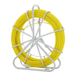 VEVOR Fish Tape Fiberglass, 656 ft, 1/4 inch, Duct Rodder Fishtape Wire Puller, Cable Running Rod with Steel Reel Stand, 3 Pulling Heads, Fishing Tools for Walls and Electrical Conduit, Non-Conductive