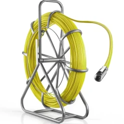 VEVOR Fish Tape Fiberglass, 492 ft, 5/16 in, Duct Rodder Fishtape Wire Puller, Cable Running Rod with Steel Reel Stand, 3 Pulling Heads, Fishing Tools for Walls and Electrical Conduit, Non-Conductive