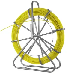 VEVOR Fish Tape Fiberglass, 656 ft, 5/16 in, Duct Rodder Fishtape Wire Puller, Cable Running Rod with Steel Reel Stand, 3 Pulling Heads, Fishing Tools for Walls and Electrical Conduit, Non-Conductive