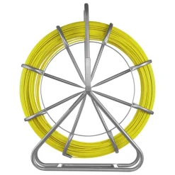 VEVOR Fish Tape Fiberglass, 656 ft, 5/16 in, Duct Rodder Fishtape Wire Puller, Cable Running Rod with Steel Reel Stand, 3 Pulling Heads, Fishing Tools for Walls and Electrical Conduit, Non-Conductive