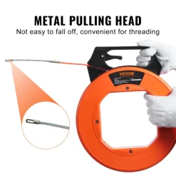 VEVOR Fish Tape, 125-foot, 3/16-inch, PET Wire Puller with Optimized Housing and Handle, Easy-to-Use Cable Puller Tool, Flexible Wire Fishing Tools for Walls and Electrical Conduit, Non-Conductive