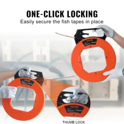 VEVOR Fish Tape, 125-foot, 3/16-inch, PET Wire Puller with Optimized Housing and Handle, Easy-to-Use Cable Puller Tool, Flexible Wire Fishing Tools for Walls and Electrical Conduit, Non-Conductive