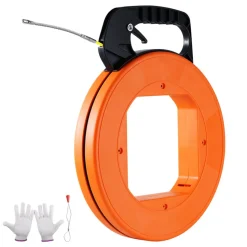 VEVOR Fish Tape, 200 ft, 3/16-inch, Fiberglass Wire Puller with Optimized Housing and Handle, Easy-to-Use Cable Puller Tool, Flexible Wire Fishing Tools for Wall and Electrical Conduit, Non-Conductive