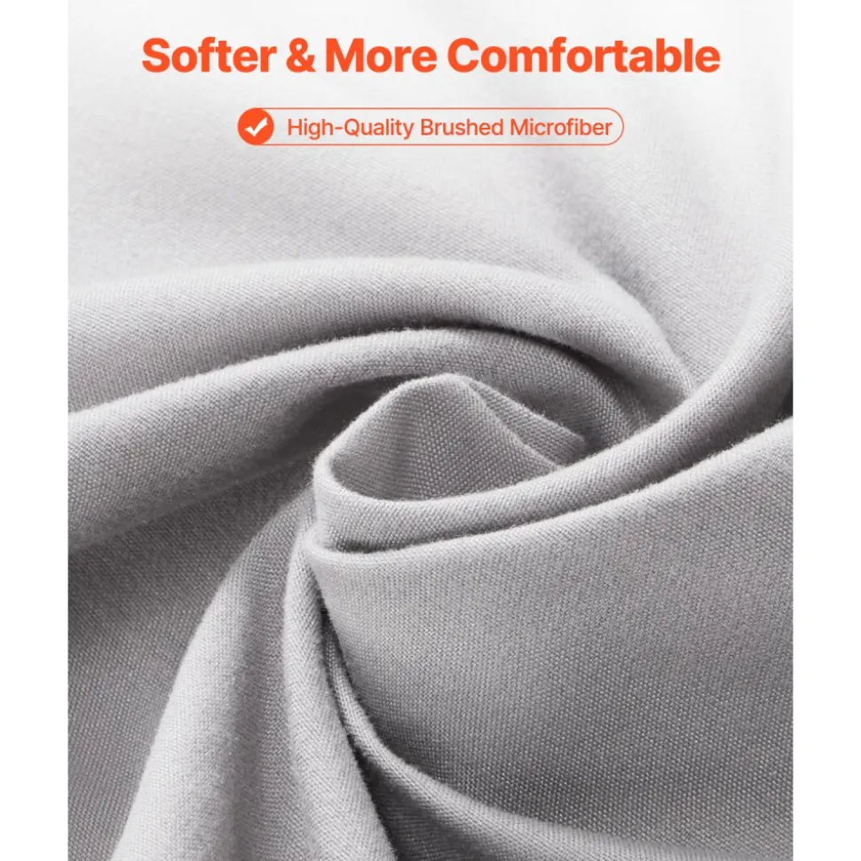 VEVOR Fitted Sheet, 1 Set of 2 Pieces, Twin Size Elastic Fitted Sheet with High-Quality Microfiber, Wear-Resistant & Breathable Twin Fitted Sheet with Single-Sided Brushing, Fit for 15 in Mattress